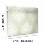 York Wallcoverings Signet Medallion Damask Beige Wallpaper - SKU DM4983