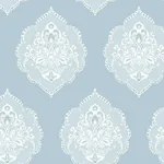 York Wallcoverings Signet Medallion Damask Blue Wallpaper | Wallpaper Twins York Wallcoverings Signet Medallion Damask Blue Wallpaper - SKU DM4985