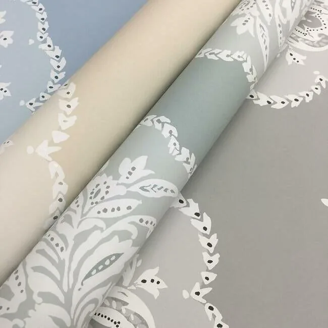 York Wallcoverings Signet Medallion Damask Blue Wallpaper | Wallpaper Twins York Wallcoverings Signet Medallion Damask Blue Wallpaper - SKU DM4985