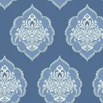 York Wallcoverings Signet Medallion Damask Blue Wallpaper - SKU DM4986