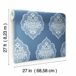 York Wallcoverings Signet Medallion Damask Blue Wallpaper - SKU DM4986