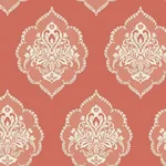 York Wallcoverings Signet Medallion Damask Coral Wallpaper - SKU DM4981