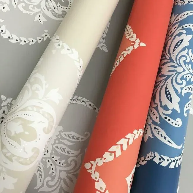 York Wallcoverings Signet Medallion Damask Coral Wallpaper - SKU DM4981