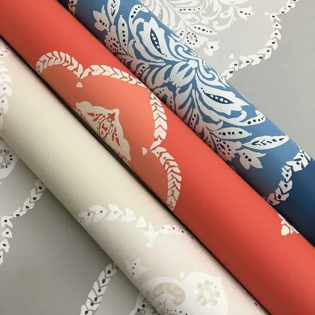 York Wallcoverings Signet Medallion Damask Coral Wallpaper - SKU DM4981