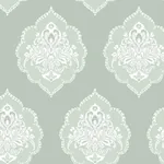 York Wallcoverings Signet Medallion Damask Green Wallpaper - SKU DM4982