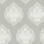 York Wallcoverings Signet Medallion Damask Grey Wallpaper - SKU DM4984