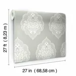 York Wallcoverings Signet Medallion Damask Grey Wallpaper - SKU DM4984