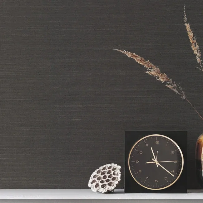 York Wallcoverings Sisal Grasscloth Black Wallpaper - SKU AB2195