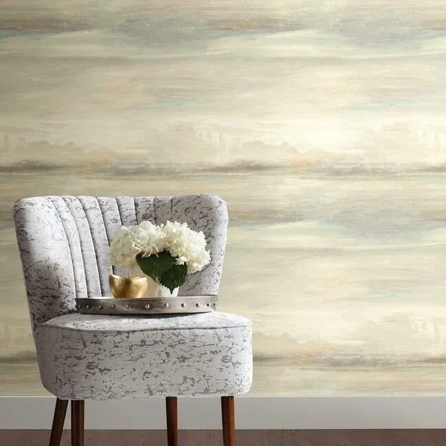York Wallcoverings Soothing Mists Scenic Blue & Beige Peel & Stick Wallpaper - SKU PSW1098RL