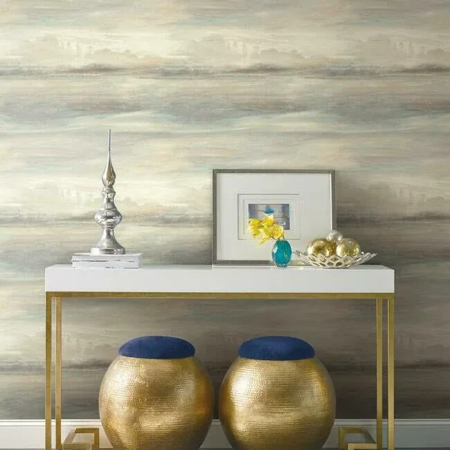 York Wallcoverings Soothing Mists Scenic Blue & Beige Peel & Stick Wallpaper - SKU PSW1098RL