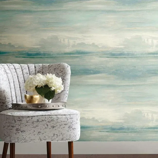 York Wallcoverings Soothing Mists Scenic Blue Peel & Stick Wallpaper - SKU PSW1099RL