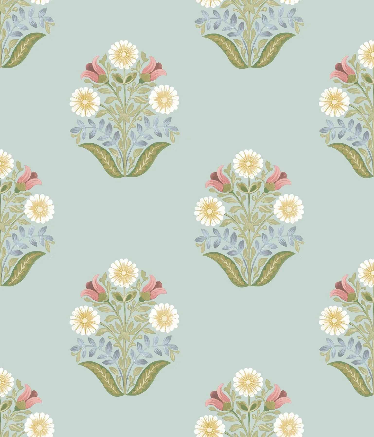 York Wallcoverings Sophie Aqua Floral Medallion Peel & Stick Wallpaper - SKU PSW1578RL