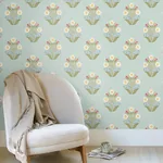York Wallcoverings Sophie Aqua Floral Medallion Peel & Stick Wallpaper - SKU PSW1578RL