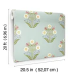 York Wallcoverings Sophie Aqua Floral Medallion Peel & Stick Wallpaper - SKU PSW1578RL