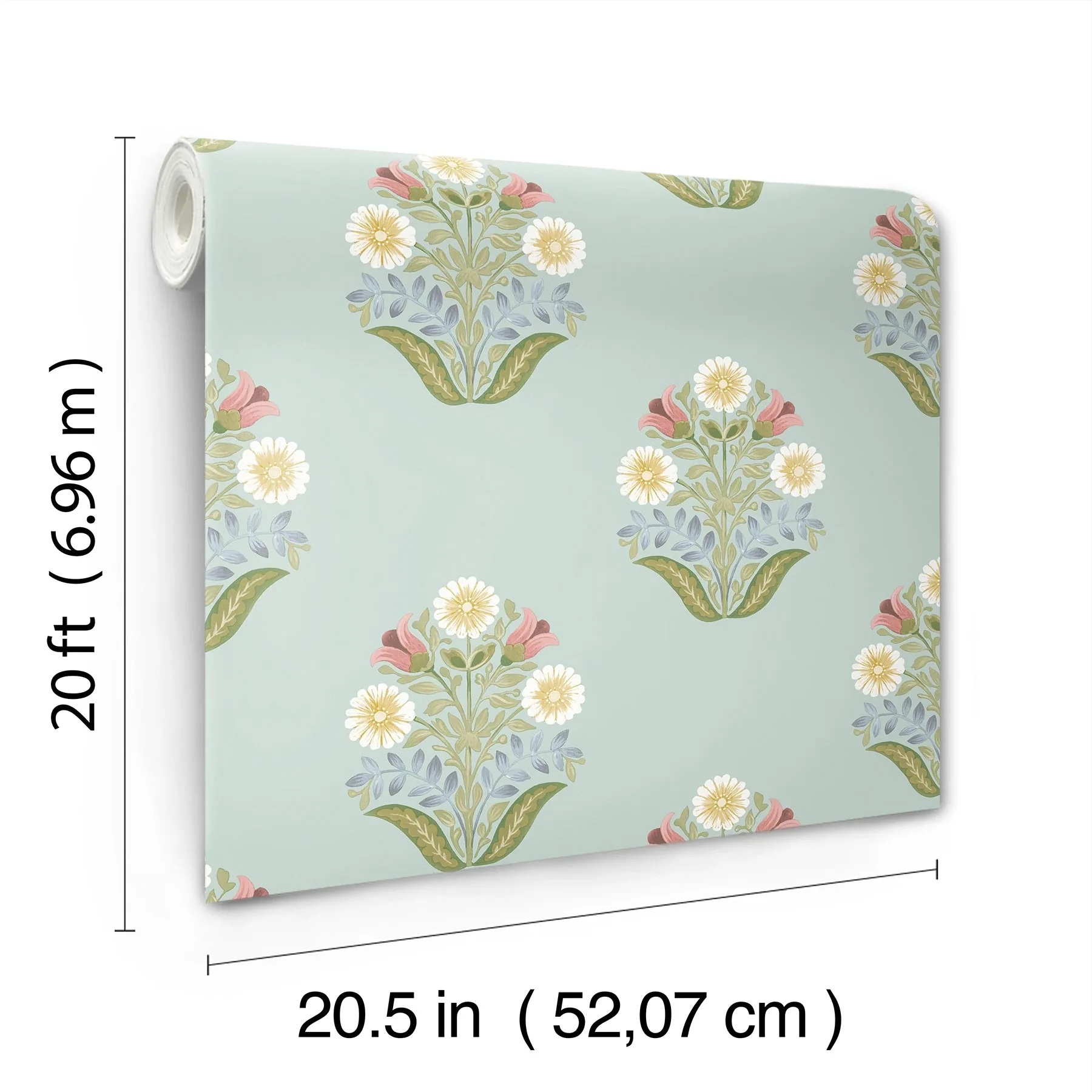 York Wallcoverings Sophie Aqua Floral Medallion Peel & Stick Wallpaper - SKU PSW1578RL