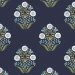 York Wallcoverings Sophie Navy Floral Medallion Peel & Stick Wallpaper - SKU PSW1576RL