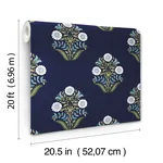 York Wallcoverings Sophie Navy Floral Medallion Peel & Stick Wallpaper - SKU PSW1576RL