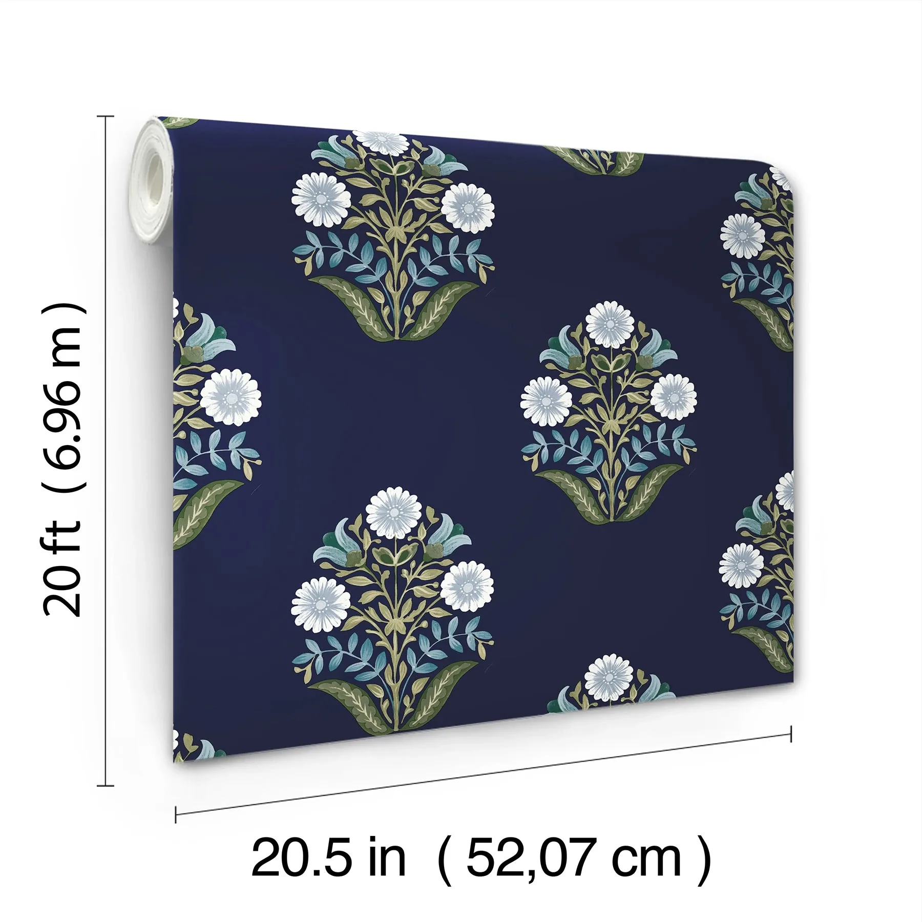 York Wallcoverings Sophie Navy Floral Medallion Peel & Stick Wallpaper - SKU PSW1576RL