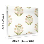 York Wallcoverings Sophie Pink Floral Medallion Peel & Stick Wallpaper - SKU PSW1577RL