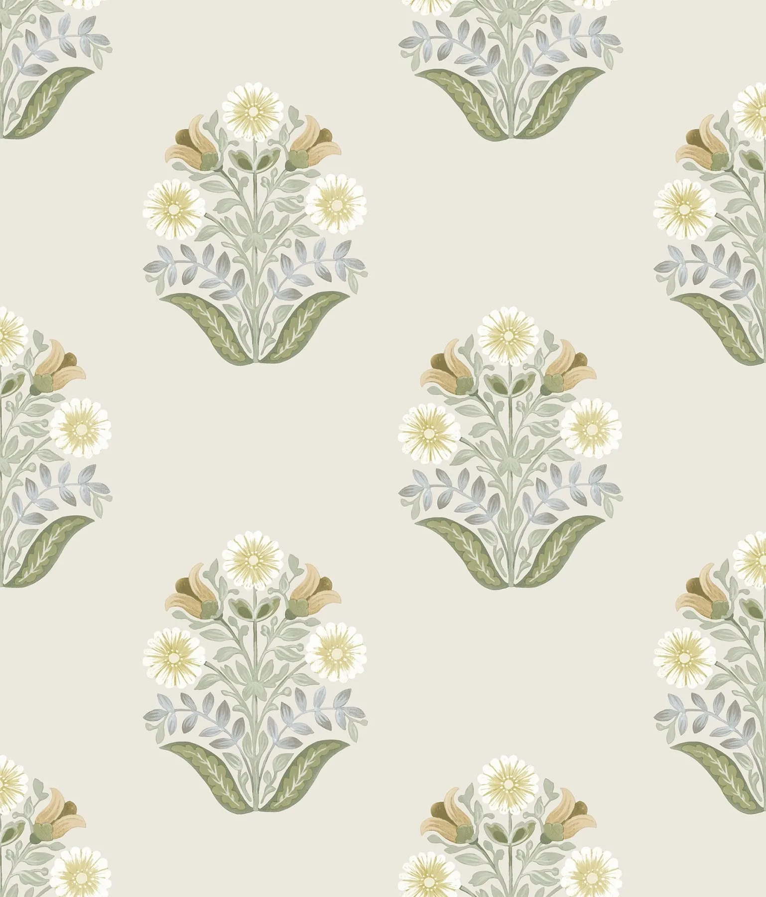 PSW1575RL | Sophie Sage Floral Medallion Peel & Stick Wallpaper