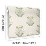 York Wallcoverings Sophie Sage Floral Medallion Peel & Stick Wallpaper | Wallpaper Twins York Wallcoverings Sophie Sage Floral Medallion Peel & Stick Wallpaper - SKU PSW1575RL