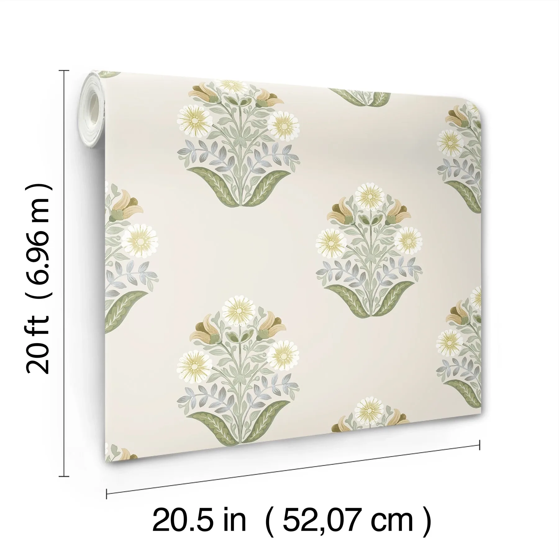 York Wallcoverings Sophie Sage Floral Medallion Peel & Stick Wallpaper | Wallpaper Twins York Wallcoverings Sophie Sage Floral Medallion Peel & Stick Wallpaper - SKU PSW1575RL
