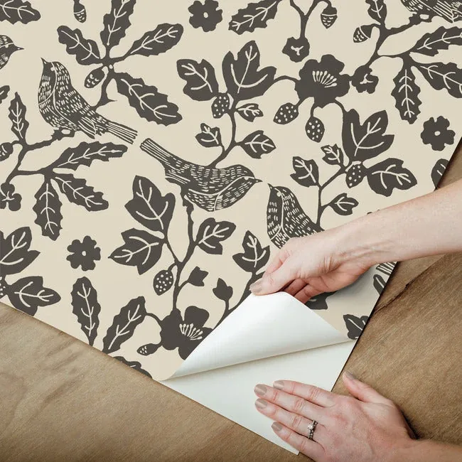 York Wallcoverings Sparrow & Oak Linen & Charcoal Peel & Stick Wallpaper - SKU PSW1442RL