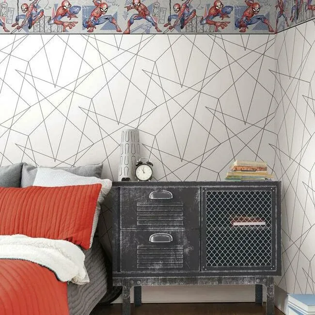 York Wallcoverings Spider-Man Fracture Black Wallpaper - SKU DI0942