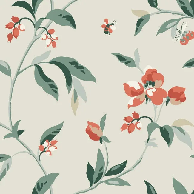 York Wallcoverings Springtime Beige & Orange Wallpaper - SKU GO8284