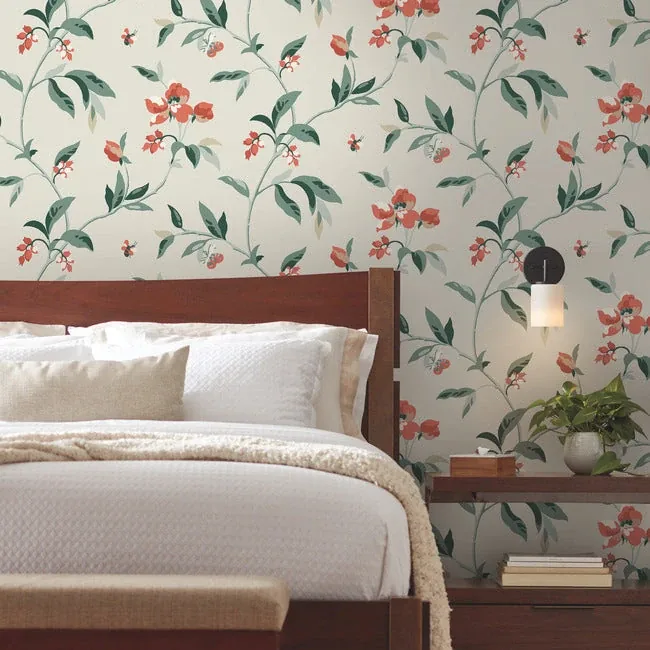 York Wallcoverings Springtime Beige & Orange Wallpaper - SKU GO8284