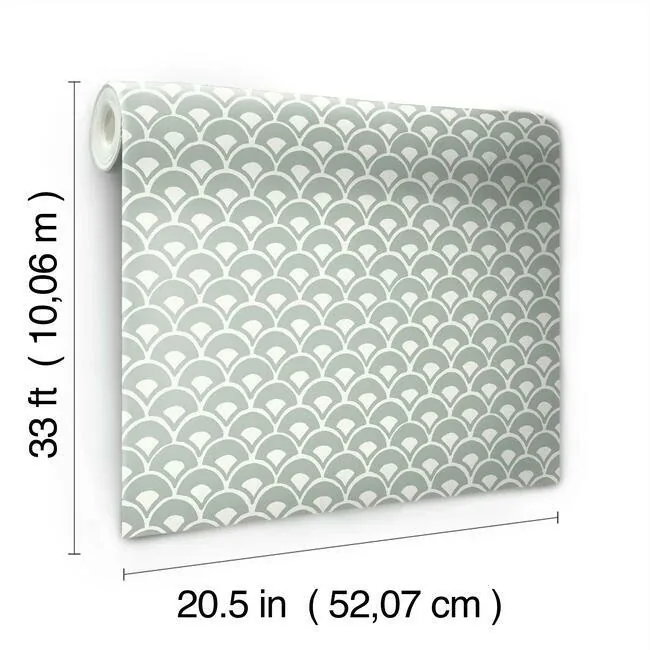 York Wallcoverings Stacked Scallops Blue Wallpaper | Wallpaper Twins York Wallcoverings Stacked Scallops Blue Wallpaper - SKU MK1151