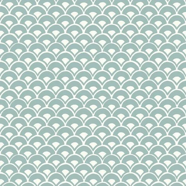 MK1157 | Stacked Scallops Blue Wallpaper
