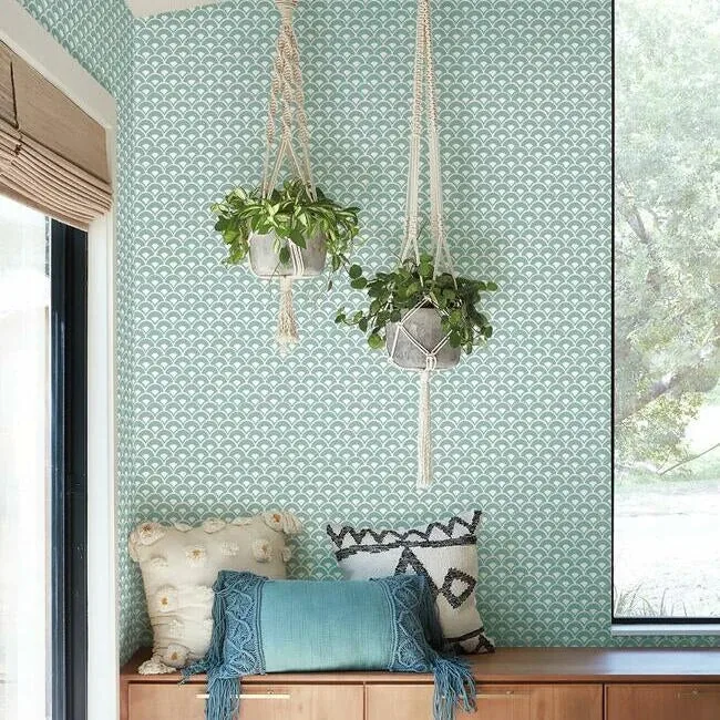 York Wallcoverings Stacked Scallops Blue Wallpaper | Wallpaper Twins York Wallcoverings Stacked Scallops Blue Wallpaper - SKU MK1157