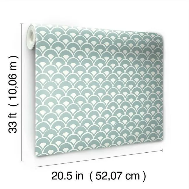 York Wallcoverings Stacked Scallops Blue Wallpaper | Wallpaper Twins York Wallcoverings Stacked Scallops Blue Wallpaper - SKU MK1157