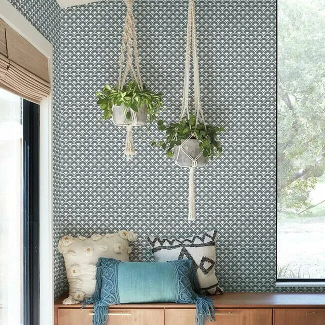 York Wallcoverings Stacked Scallops Grey Wallpaper | Wallpaper Twins York Wallcoverings Stacked Scallops Grey Wallpaper - SKU MK1150