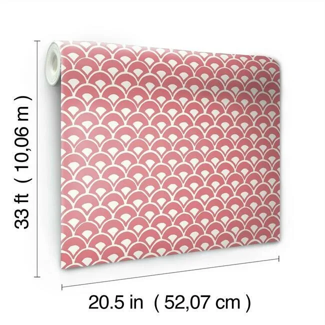 York Wallcoverings Stacked Scallops Pink Wallpaper | Wallpaper Twins York Wallcoverings Stacked Scallops Pink Wallpaper - SKU MK1155
