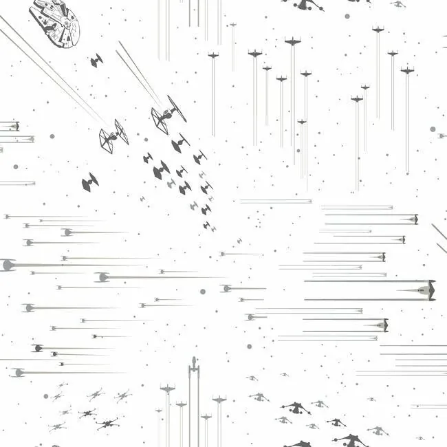 York Wallcoverings Star Wars: Galactic Battles Black & White Wallpaper - SKU DI0952