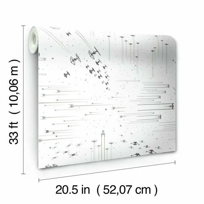 York Wallcoverings Star Wars: Galactic Battles Black & White Wallpaper - SKU DI0952