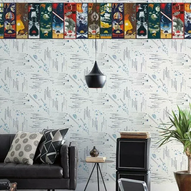 York Wallcoverings Star Wars: Galactic Battles Blue Wallpaper - SKU DI0951
