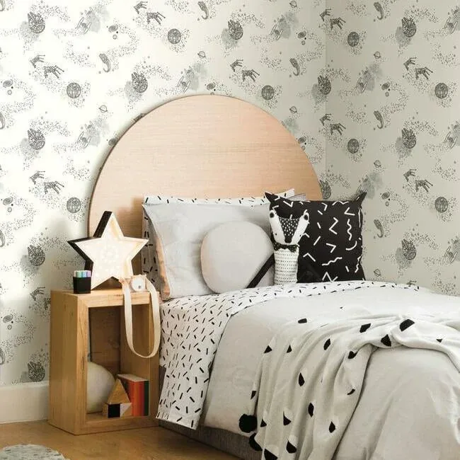 York Wallcoverings Star Wars: Good Night Galaxy Black & White Wallpaper | Wallpaper Twins York Wallcoverings Star Wars: Good Night Galaxy Black & White Wallpaper - SKU DI0997