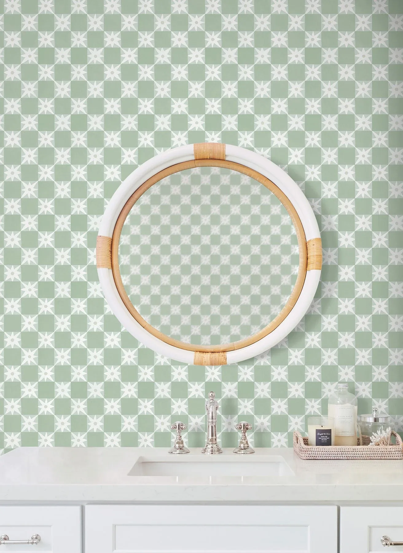York Wallcoverings Stardust Green Checkerboard Peel & Stick Wallpaper - SKU PSW1587RL