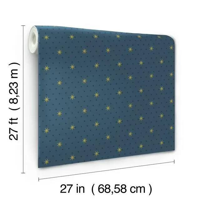 York Wallcoverings Stella Star Navy Metallic Wallpaper - SKU SP1498