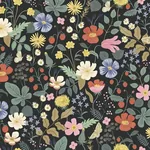 York Wallcoverings Strawberry Fields Black & Green Wallpaper - SKU RP7355