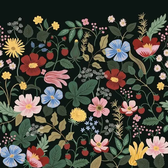 PSW1333M | Strawberry Fields Black Peel & Stick Wall Mural