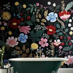 York Wallcoverings Strawberry Fields Black Peel & Stick Wall Mural - SKU PSW1333M