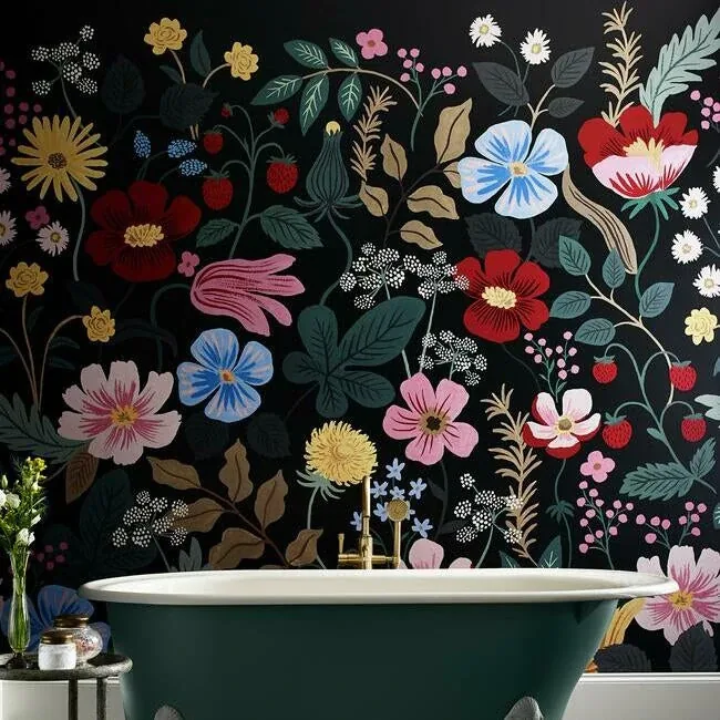 York Wallcoverings Strawberry Fields Black Peel & Stick Wall Mural - SKU PSW1333M