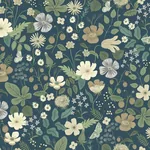 York Wallcoverings Strawberry Fields Blue & Green Wallpaper - SKU RP7359