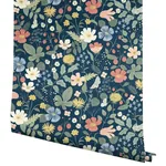 York Wallcoverings Strawberry Fields Blue & Pink Wallpaper - SKU RP7358