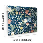 York Wallcoverings Strawberry Fields Blue & Pink Wallpaper - SKU RP7358