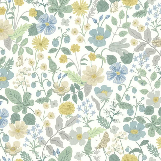 RP7357 | Strawberry Fields White & Green Wallpaper